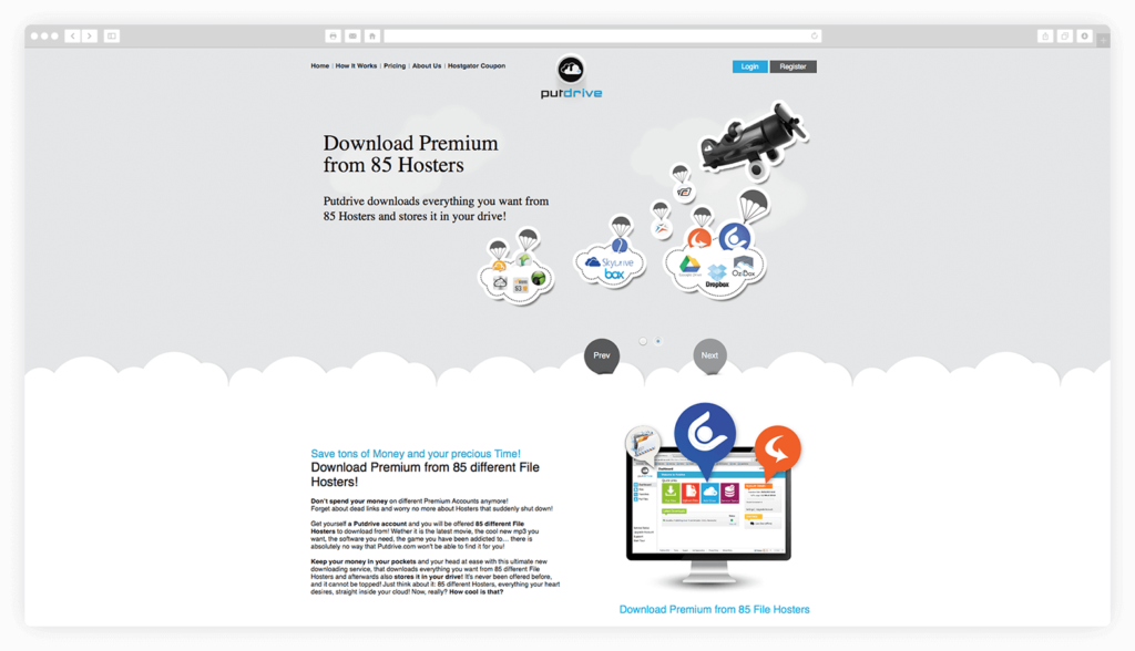 85 servers, torrents and more - Putdrive does all
